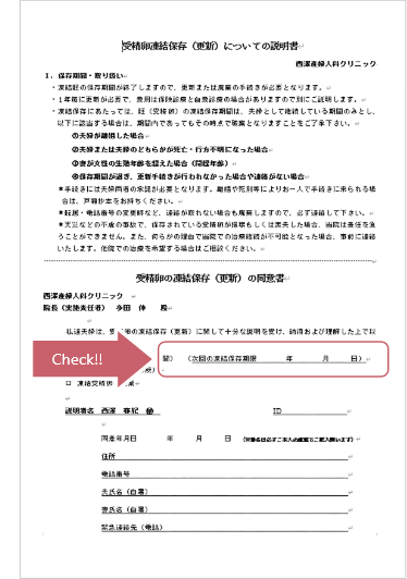 受精卵凍結保存（更新）についての説明書